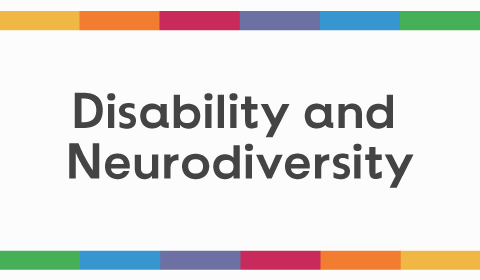 Disability and neurodiversity with rainbow bands